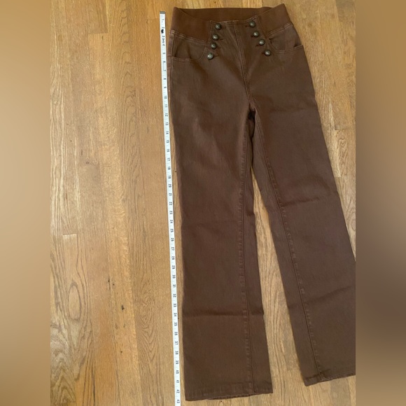 DG2 by Diane Gilman Brown Denim Bootcut Sailor Style Jeggings, Size ST - Picture 7 of 13